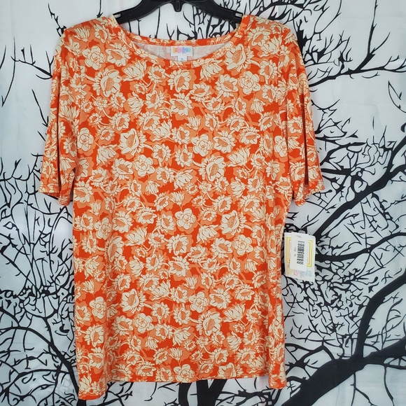 LuLaRoe Tops - 4/$25 LuLaRoe Gigi Top Orange & Cream Floral Print
